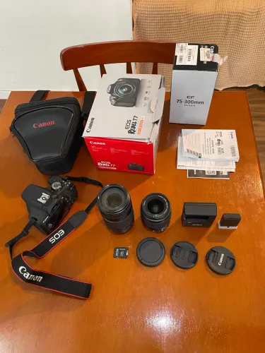 Canon T7 EOS - Kit Completo + 2 Lentes + Bolsa - Tudo impecável!