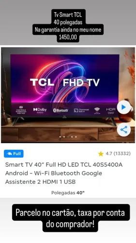 Televisão Smart TCL 40 polegadas