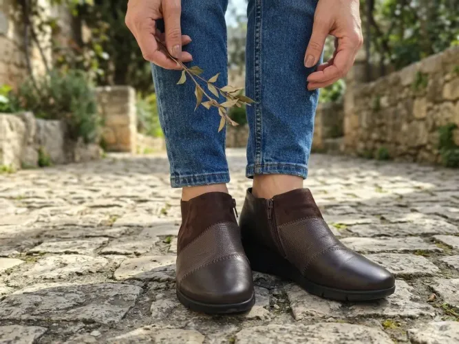 BINNE USAFLEX BOTA COURO NUM37 145,00<br>ZÍPER LATERAL <br>ANABELA 4CM<br>MARROM