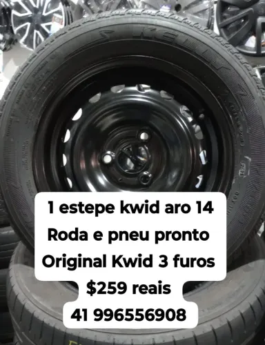 Estepe Kwid $259 reais aro 14 roda e pneu pronto original Renault 3 furos 
