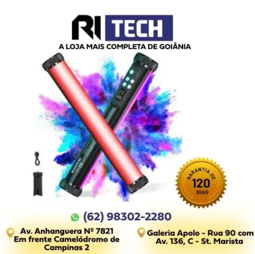 Bastão LED RGB Portátil Recarregável Iluminação Fotografia