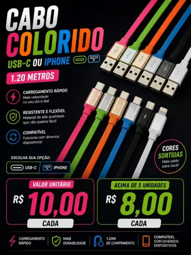 Cabos coloridos '1.20 metros