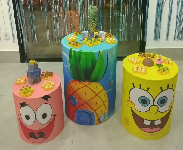 Trio de capas para cilindro Bob Esponja festa