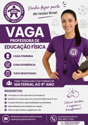 Vaga de professora de educação física 