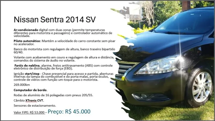 Nissan Sentra SV 2.0 Flexstart 16V Aut. 2014