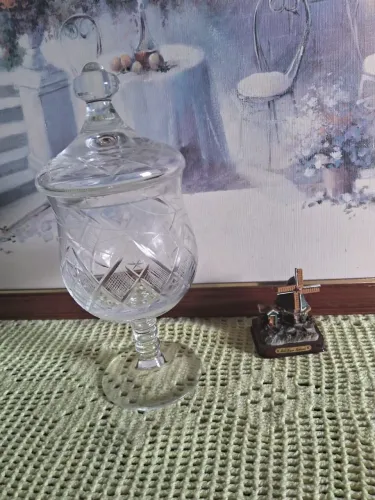 Antiga Bomboniere Cristal Lapidada Medidas 26x11