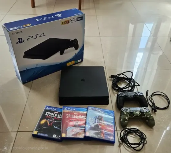 PS4 Slim 500GB +Jogos +Controles