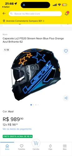 Capacete LS2 FF320 usado 2x 
