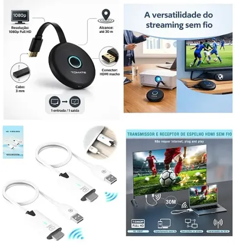 Transmissor-Receptor De Vídeo-Audio SEM FIO USB-HDMI 1080p (a partir 199)