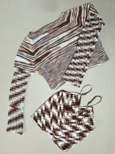 Conjunto de Crochê e Tricô Feito à Mão - Tam P (Fio Duna)