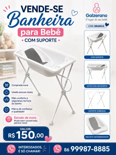 Banheira para bebê com suporte