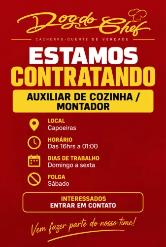 Vaga para auxiliar/?montador de dog