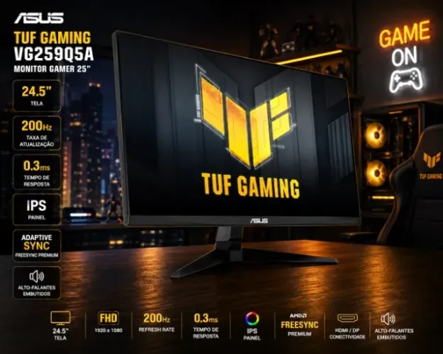 Monitor Gamer Asus TUF 24.5 200Hz 0.3ms Fast IPS FHD 99% sRGB G-Sync FreeSync Premium