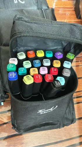 Canetinhas pontas duplas kit com 24 unidades com estojo 