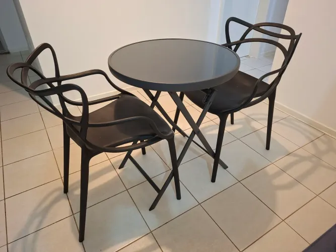 Mesa de jardim dobrável Interlagos + 2 cadeiras Allegra
