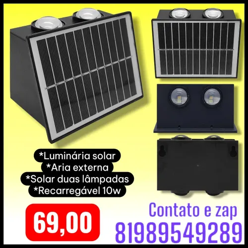 Arandela Placa Solar Iluminação Externa Muros E Fachadas