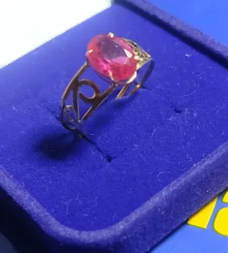 Anel Ouro 18 Kilates Peso 1.70 Gramas Maciço Pedra Zircônia 9x7 mm Todas as Cores de Pedra