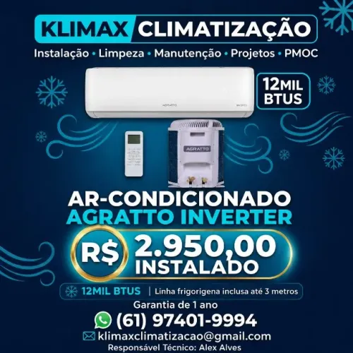 Ar Condicionado 12.000 BTUs Agratto Inverter + Instalação Completa