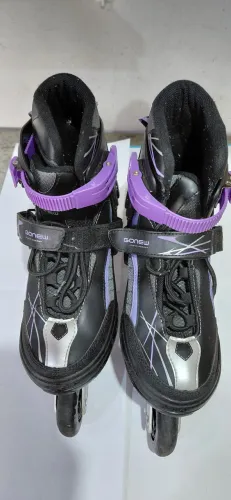 Patins inle Roller marca Gonew  36 a 39 preto e rosa (feminino) 