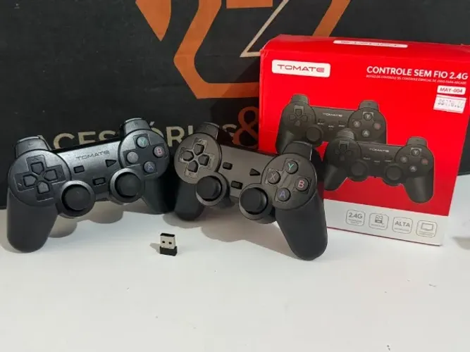 Kit Controle Gamer Sem Fio 2 Controles e Receptor - Para Games e PC