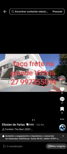 Frete na grande Vitória caminhão 3/4 aberto com Elisdan