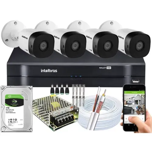 Kit 4 Câmeras Segurança Full HD 1080p DVR 5x1 Hikvision + HD 500gB