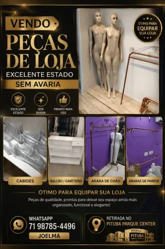 Balcão, Araras, manequins e cabides