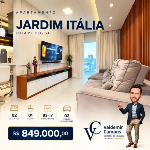 Apartamento à Venda no Jardim Itália em Chapecó | 02 Quartos, 01 Suíte e 02 Vagas