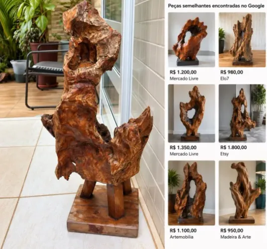 Escultura de Raiz de Madeira Teca - Arte Orgânica Grande