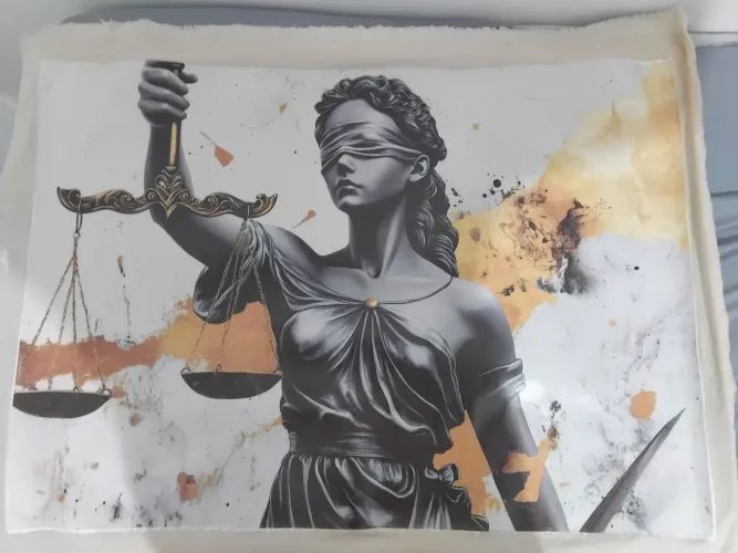 Tela em Tecido da Deusa da justiça Têmis (ou Thémis).