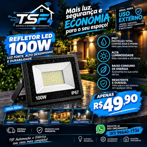 Refletor 100w IP 67 uso externo ou interno.