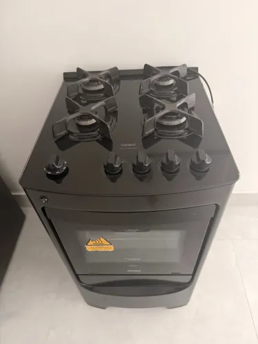 Fogão Consul Preto- Mesa de vidro