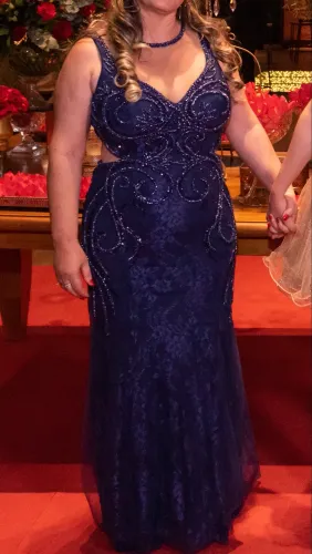 vestido de festa azul marinho tam 40