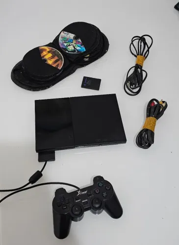 PlayStation 2 Slim SCPH-90006 Completo + Controle + Memory Card + Jogos