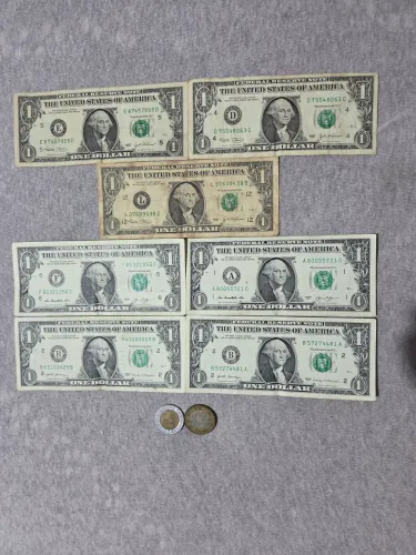 Lote Colecionador 7 Dólares Americanos + 2 Moedas Mexicanas - 9 Peças