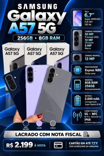 Samsung A57 256GB/8GB RAM LACRADO COM NOTA.