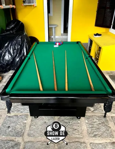 Sinuca De Rede Super Luxo Preta Forração Verde 
