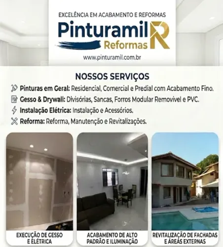 Gesso acartonado drywall e pintor com pintura de qualidad e na Pinturamil Reformas