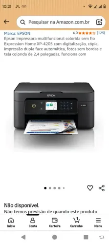 Impressora Epson XP 4205 seminova