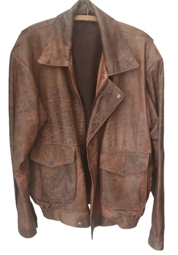 Jaqueta de Couro Vintage Marrom G