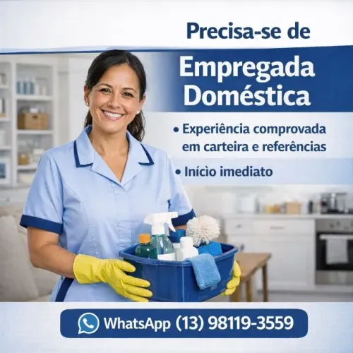 Vaga Para Empregada Doméstica com Experiência e Referencia - Em Guarujá