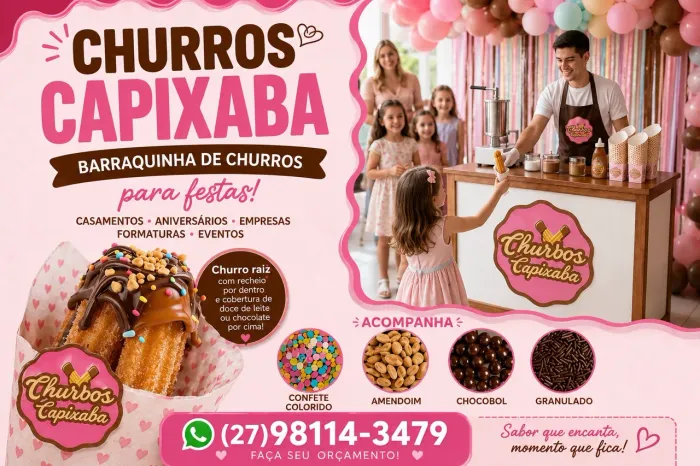 Barraquinha de churros para festas e eventos
