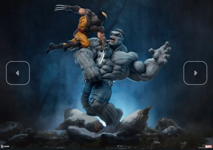 Grey Hulk vs Wolverine Maquette Sideshow