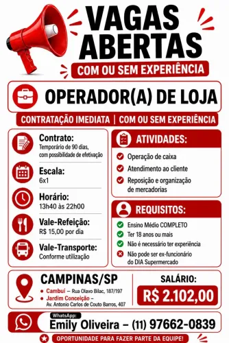 OPERADOR DE LOJA - CAMPINAS