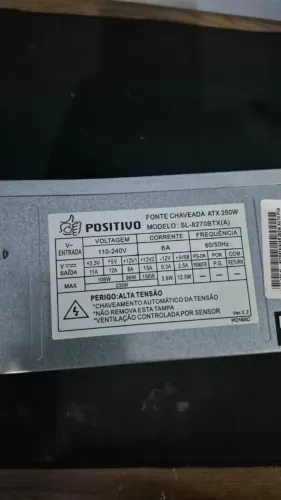Fonte ATX Positivo 250W SL-8270BTX(A) - Nova Nunca Usada Testada