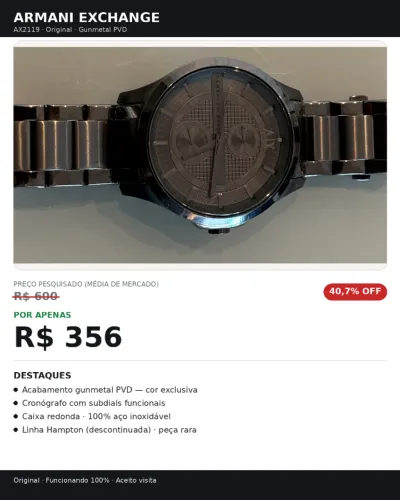 Relógio Armani Exchange AX2119 Original Pouco Uso