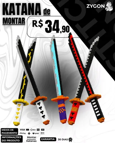 [NOVO] Blocos de Montar Espada Samurai / Katana - Garantia 30 Dias