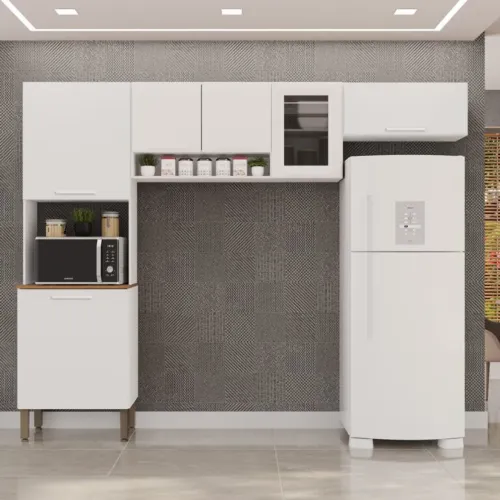 Cozinha 3 Peças (S/Balcão) New Valência (Vidro Fumê) / pronta entrega