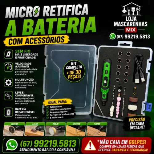 Micro Retifica a Bateria Com Maleta e Acessórios COD 0117