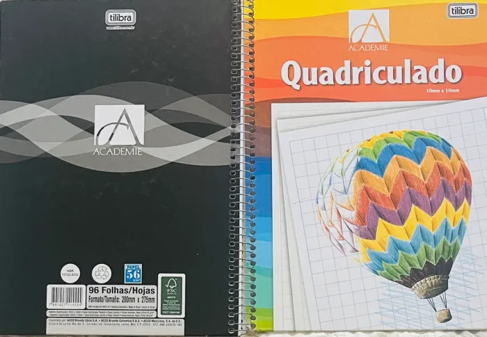 Caderno Quadriculado Tilibra Académie 96 Folhas 10x10 mm - Usado